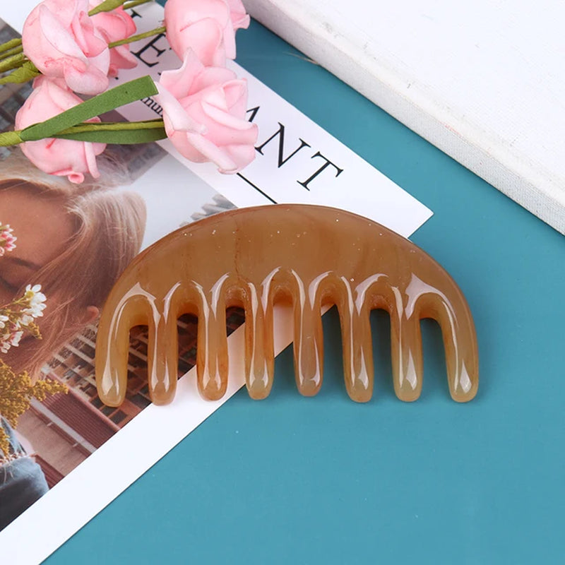 Natural Ox Horn Pocket Comb Wide Toothed Comb SPA Guasha Scalp Massage Brush Hair Care Tool