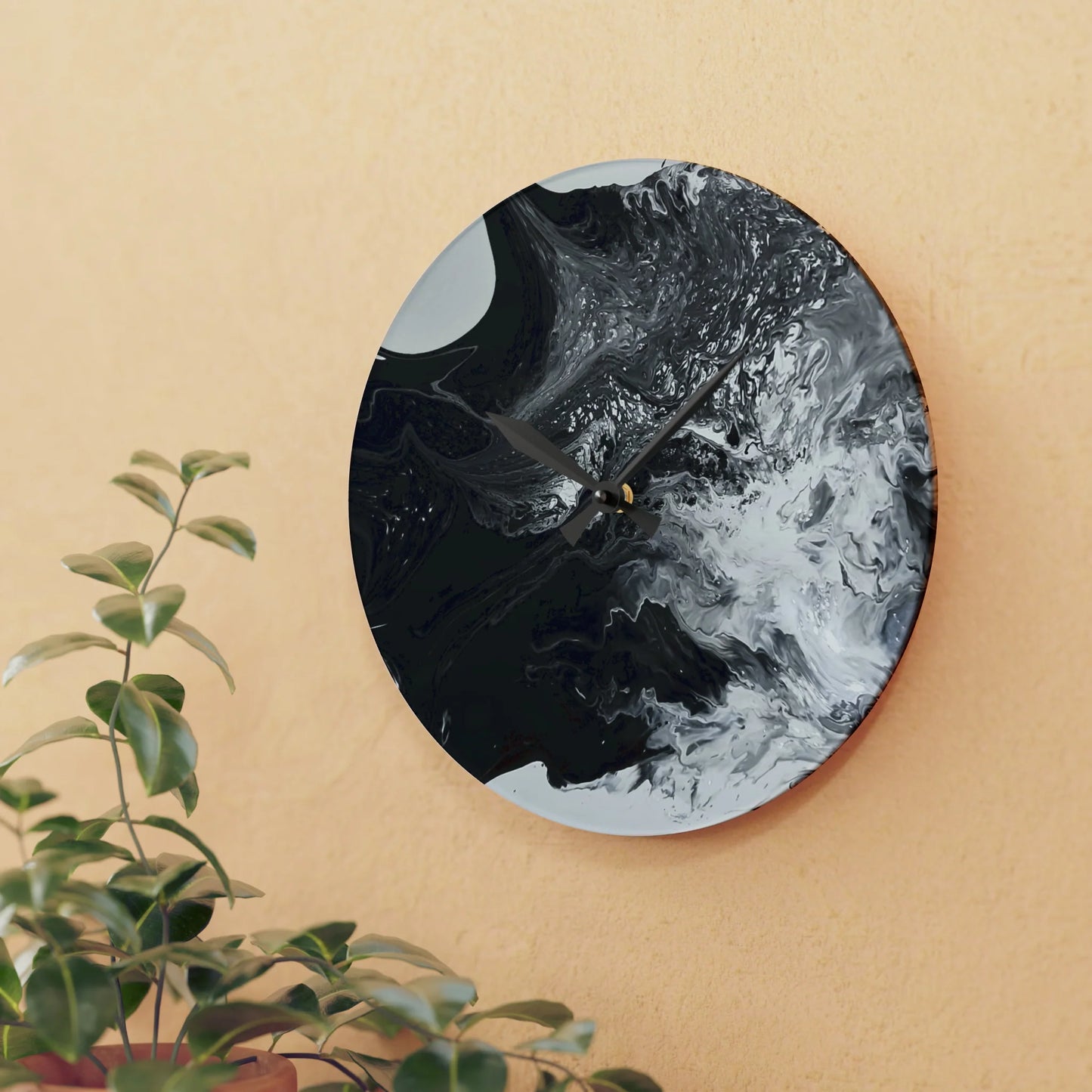 Black and White Abstract Wall Clock Collectible by Queennoble