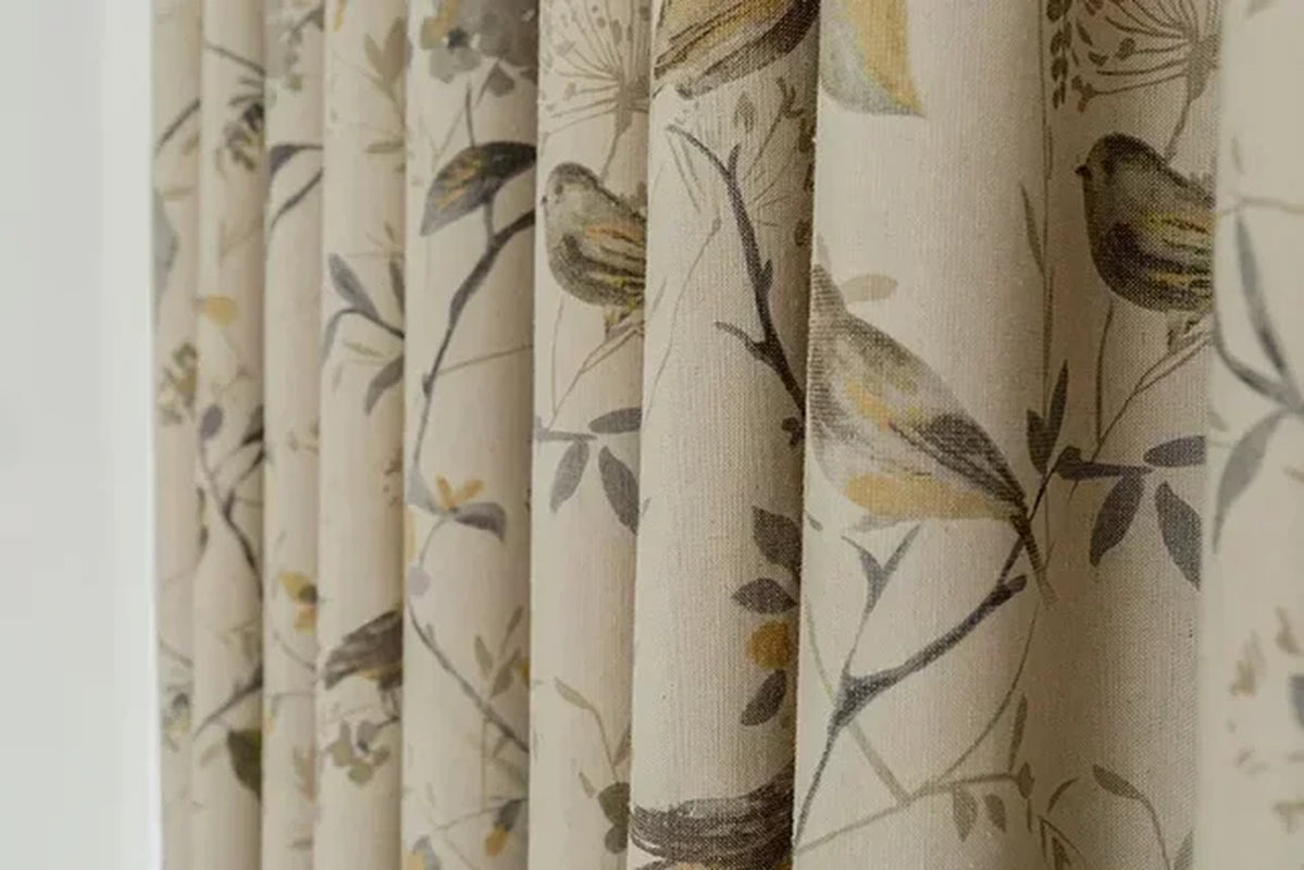 Custom Cotton and for Linen Curtains for Living Room Bedroom Printing Curtains Fabric Bird Branches Retro New Chinese Modern