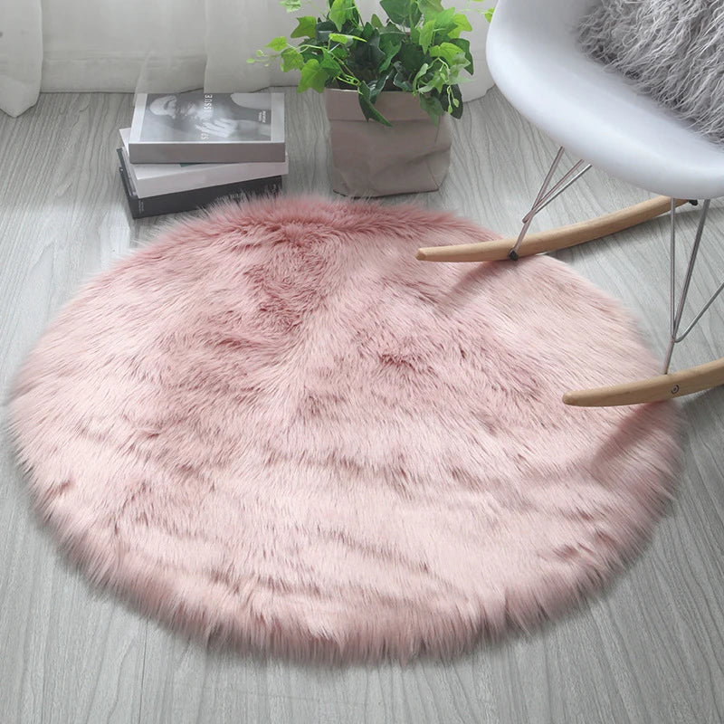 Fluffy round Rug Carpets for Living Room Decor Faux Fur Rugs Kids Room Long Plush Rugs for Bedroom Shaggy Area Rug Modern Mats
