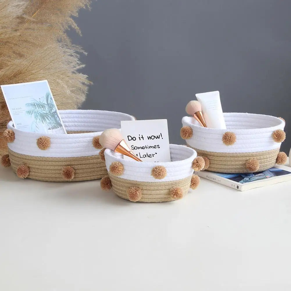 Home Basket Storage Cotton Rope Sturdy Circular Rattan Snacks Storage Baskets Ваза Для Цветов
