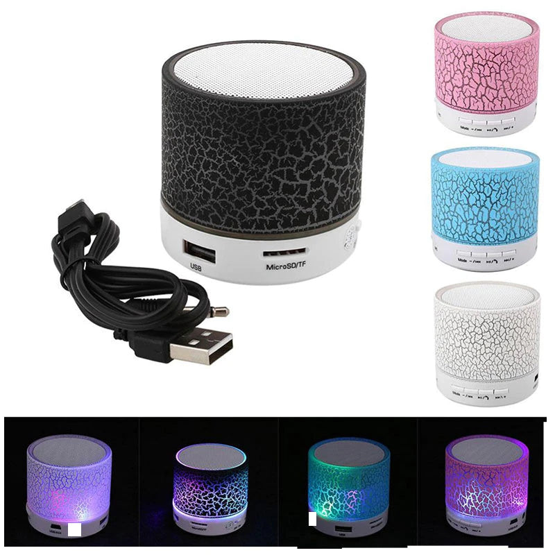 Mini LED Portable Speakers Wireless Speaker with TF Mic Bluetooth-Compatible Music for Phone