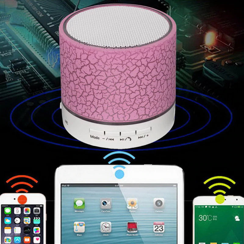 Mini LED Portable Speakers Wireless Speaker with TF Mic Bluetooth-Compatible Music for Phone