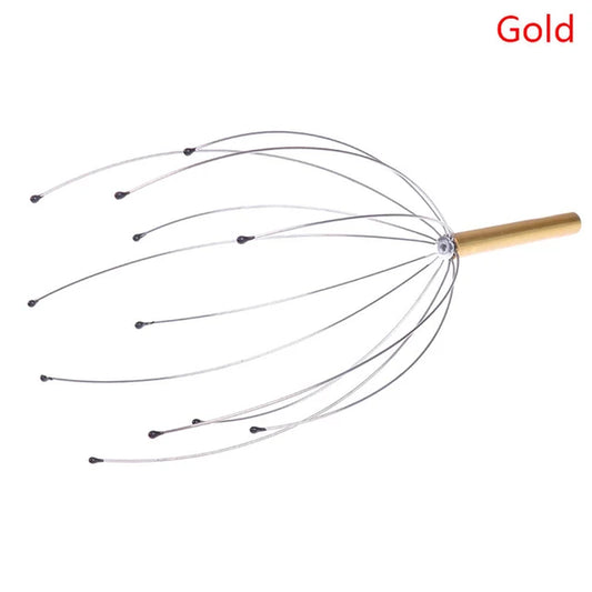 Octopus Head Massager Anti-Stress Pain Relief Head Spa Relax Headache Stimulate Blood Circulation Metal Head Massager Instrument