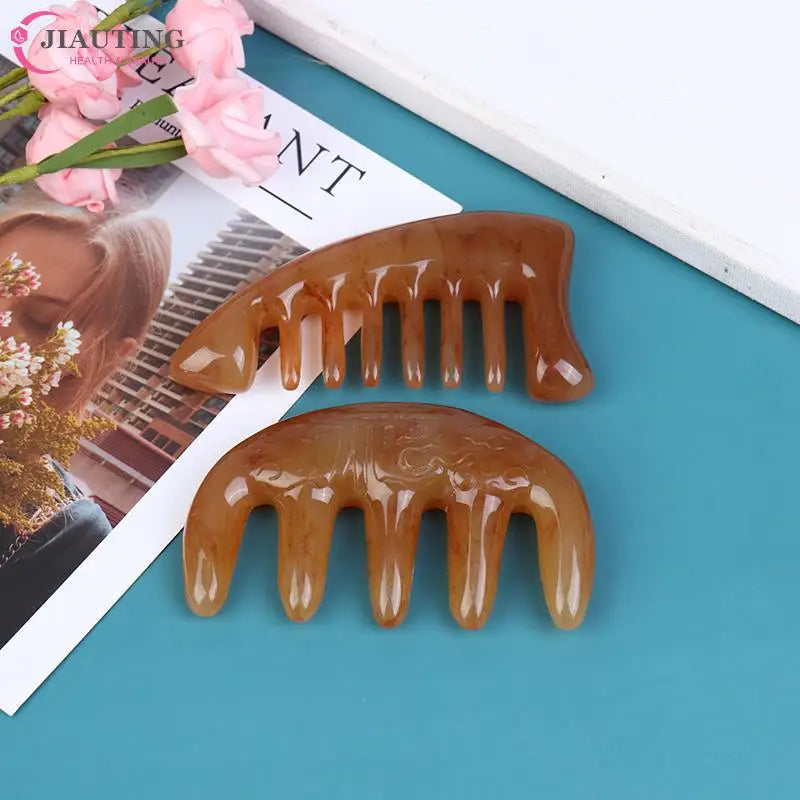 Natural Ox Horn Pocket Comb Wide Toothed Comb SPA Guasha Scalp Massage Brush Hair Care Tool