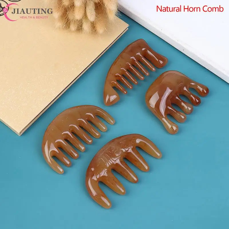 Natural Ox Horn Pocket Comb Wide Toothed Comb SPA Guasha Scalp Massage Brush Hair Care Tool