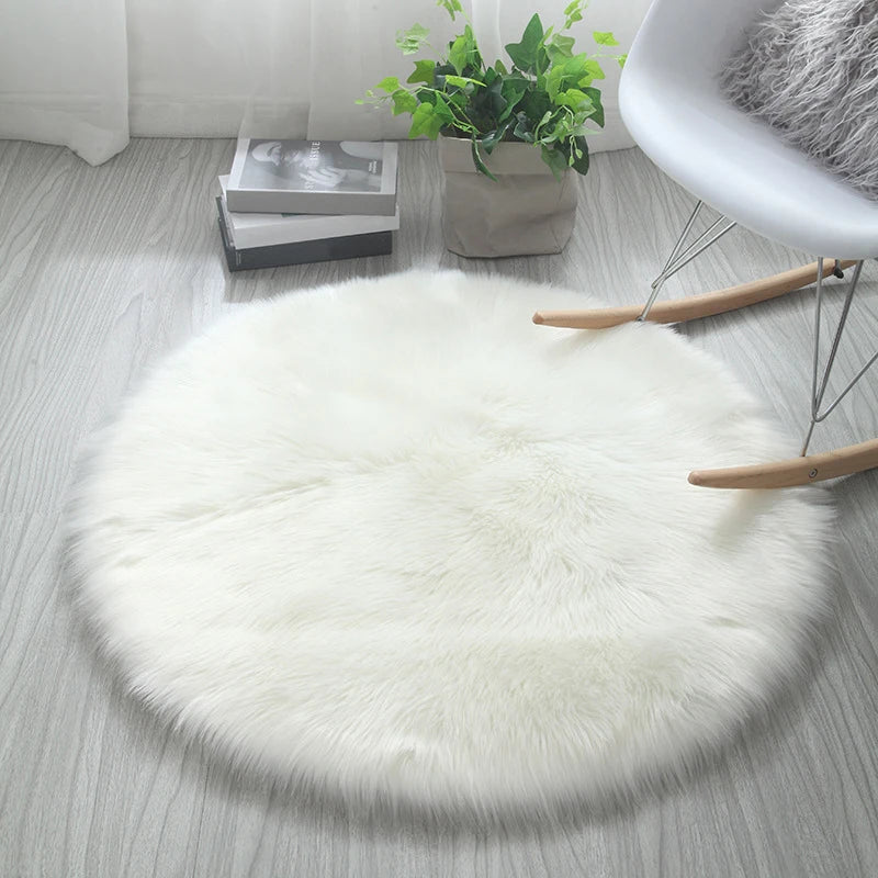 Fluffy round Rug Carpets for Living Room Decor Faux Fur Rugs Kids Room Long Plush Rugs for Bedroom Shaggy Area Rug Modern Mats