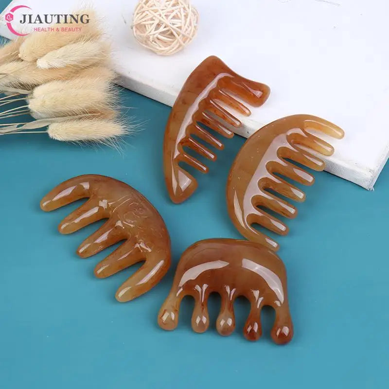 Natural Ox Horn Pocket Comb Wide Toothed Comb SPA Guasha Scalp Massage Brush Hair Care Tool