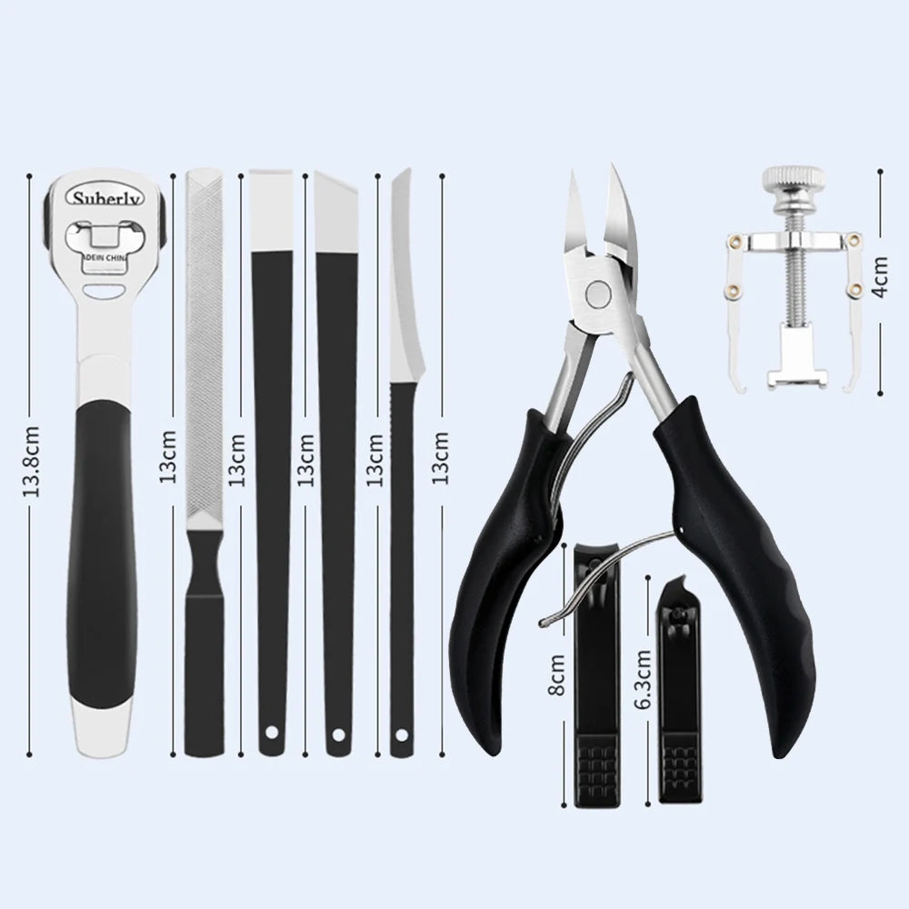 10PCS Pedicure Tools Professional Foot Care Kit Ingrown Toenail Removal Correction Clippers Toe Nail File Lifter Nail Treatment