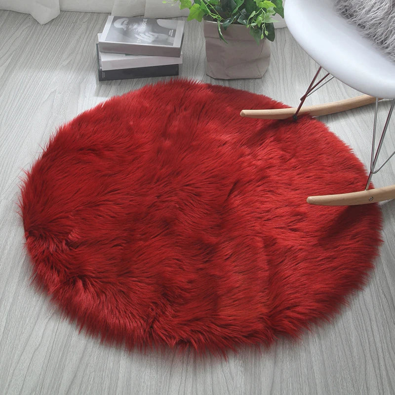 Fluffy round Rug Carpets for Living Room Decor Faux Fur Rugs Kids Room Long Plush Rugs for Bedroom Shaggy Area Rug Modern Mats