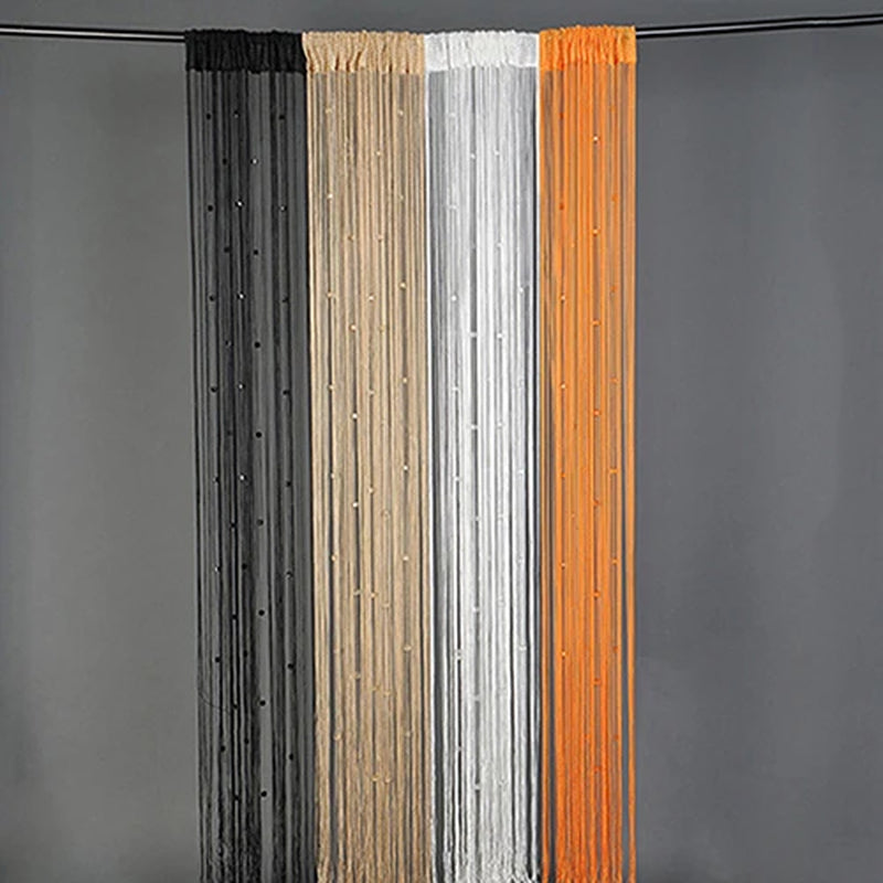 Beaded String Curtain Translucent Door Bead Curtains Room Divider Valances Tassel Black Curtains Window Wall Home Decoration
