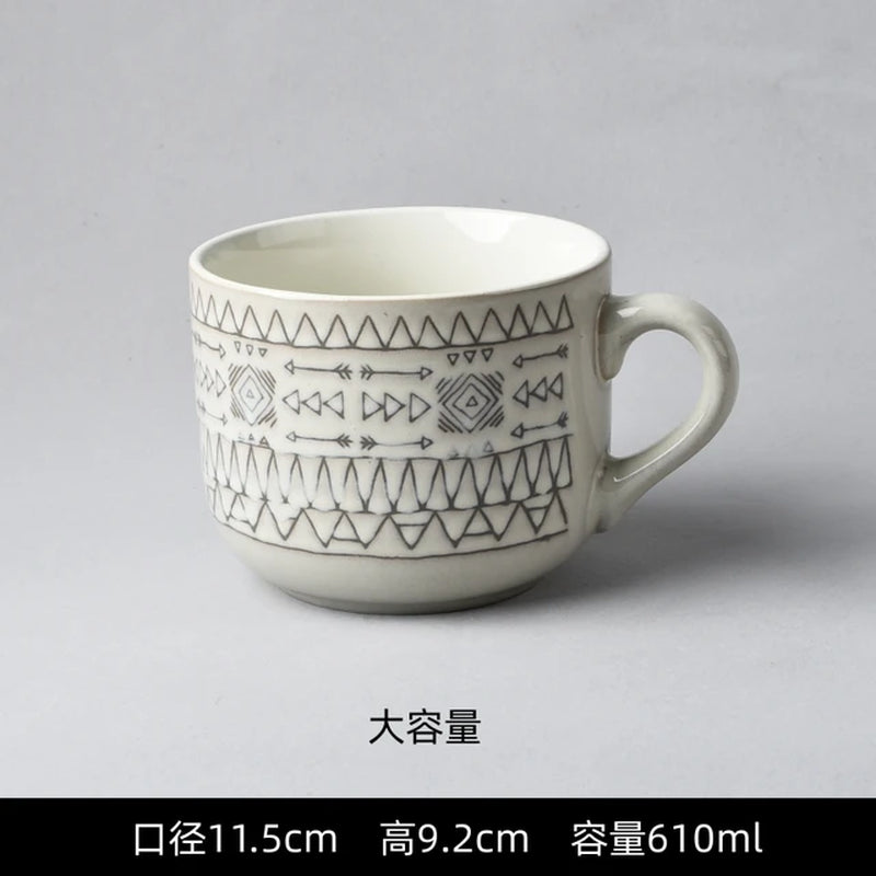 Ceramic Cup, Coffee Cup, Minor Defects, Simple, Large Capacity Milk Cup, Breakfast, Home, Office, Tea Cup