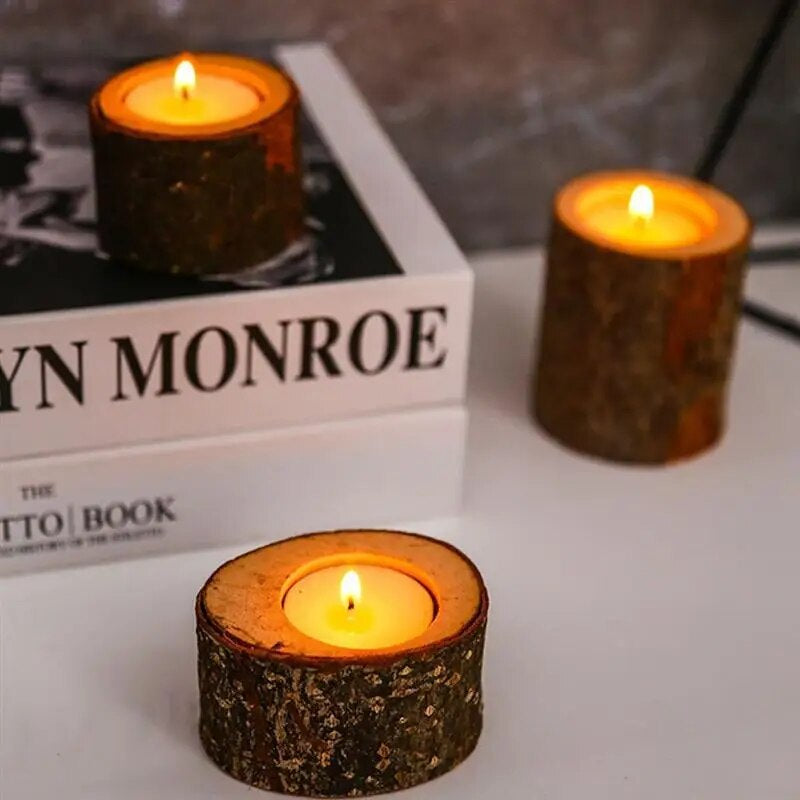 5/10Pcs Creative Candleholder Candlestick Ornament Wooden Candleholde Wedding Home Candle Stand Wooden Crafts Ornaments