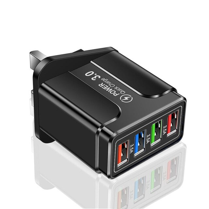 Universal Charger Quick Charge 3.0 4.0 Wall Mobile Phone Fast Charging for Iphone 12 11 Xiaomi 4 Port Tablet Charger USB Charger