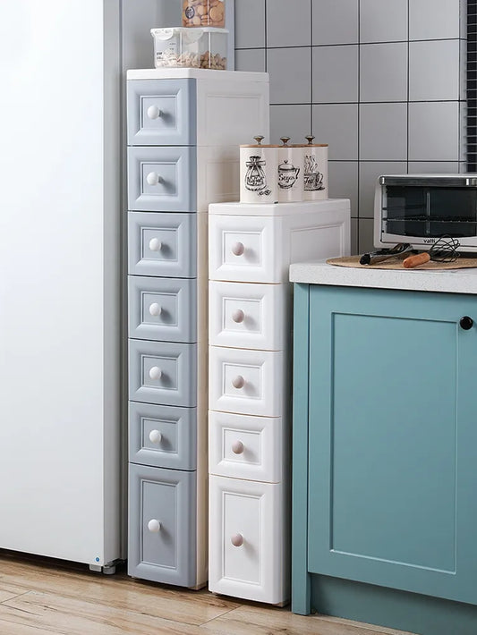 15/18Cm European Gap Storage Cabinet Drawer Type Kitchen Narrow Gap Rack Bathroom Storage Cabinet Storage Box Build DIY Assemble