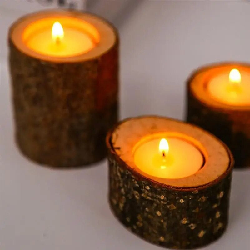 5/10Pcs Creative Candleholder Candlestick Ornament Wooden Candleholde Wedding Home Candle Stand Wooden Crafts Ornaments