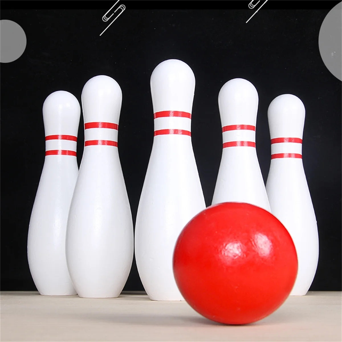 Large Wooden White Bowling Ball and Colorful Bowling Toys, Children'S Indoor Sports Suit, Parent-Child Outdoor Ball Toys