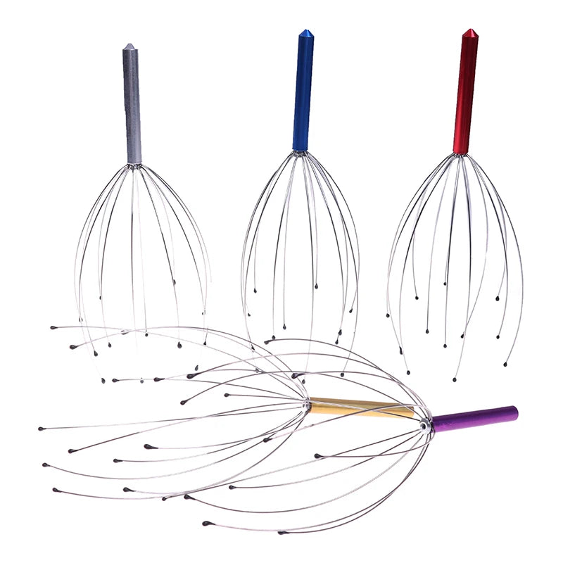 Octopus Head Massager Anti-Stress Pain Relief Head Spa Relax Headache Stimulate Blood Circulation Metal Head Massager Instrument