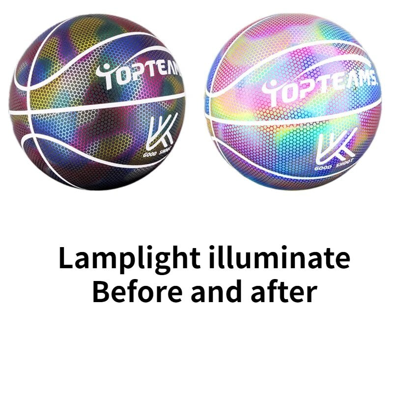 Holographic Flash Reflective Basketball No. 7 Luminous Luminous Basketball Cool Luminous Ball Illumination Effect Beautiful