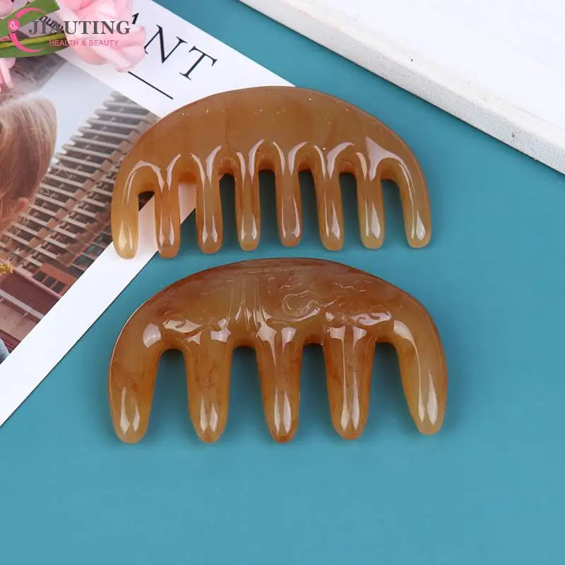 Natural Ox Horn Pocket Comb Wide Toothed Comb SPA Guasha Scalp Massage Brush Hair Care Tool