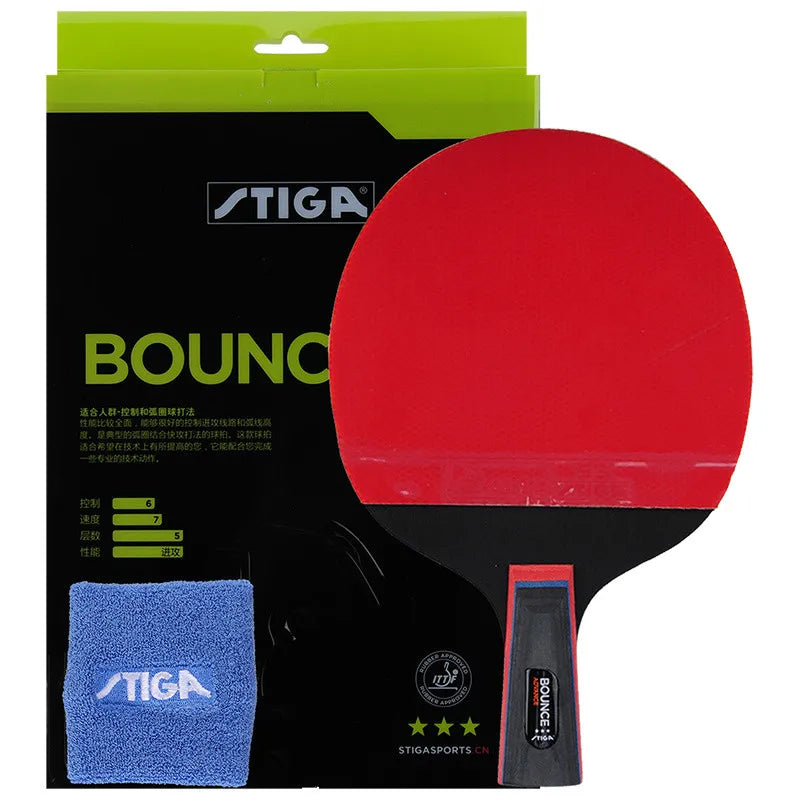 100% Original Stiga PRO BOUNCE 3 Stars Table Tennis Racket Ping Pong Pimples in Rackets Offensive