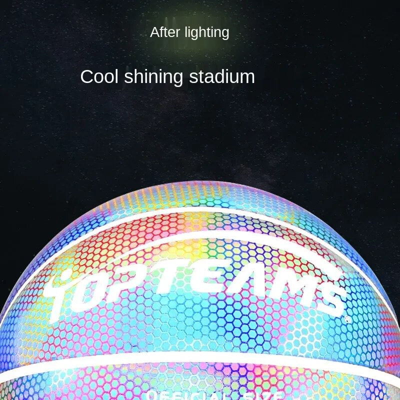 Holographic Flash Reflective Basketball No. 7 Luminous Luminous Basketball Cool Luminous Ball Illumination Effect Beautiful