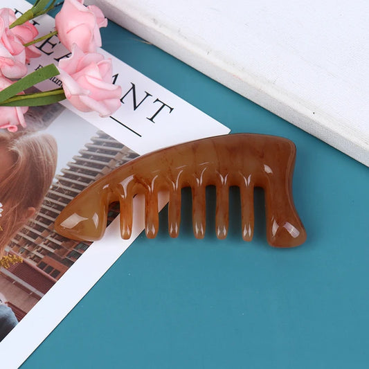 Natural Ox Horn Pocket Comb Wide Toothed Comb SPA Guasha Scalp Massage Brush Hair Care Tool
