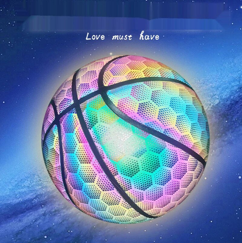 Holographic Flash Reflective Basketball No. 7 Luminous Luminous Basketball Cool Luminous Ball Illumination Effect Beautiful
