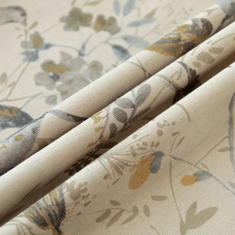 Custom Cotton and for Linen Curtains for Living Room Bedroom Printing Curtains Fabric Bird Branches Retro New Chinese Modern