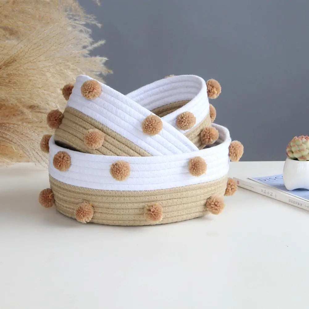 Home Basket Storage Cotton Rope Sturdy Circular Rattan Snacks Storage Baskets Ваза Для Цветов