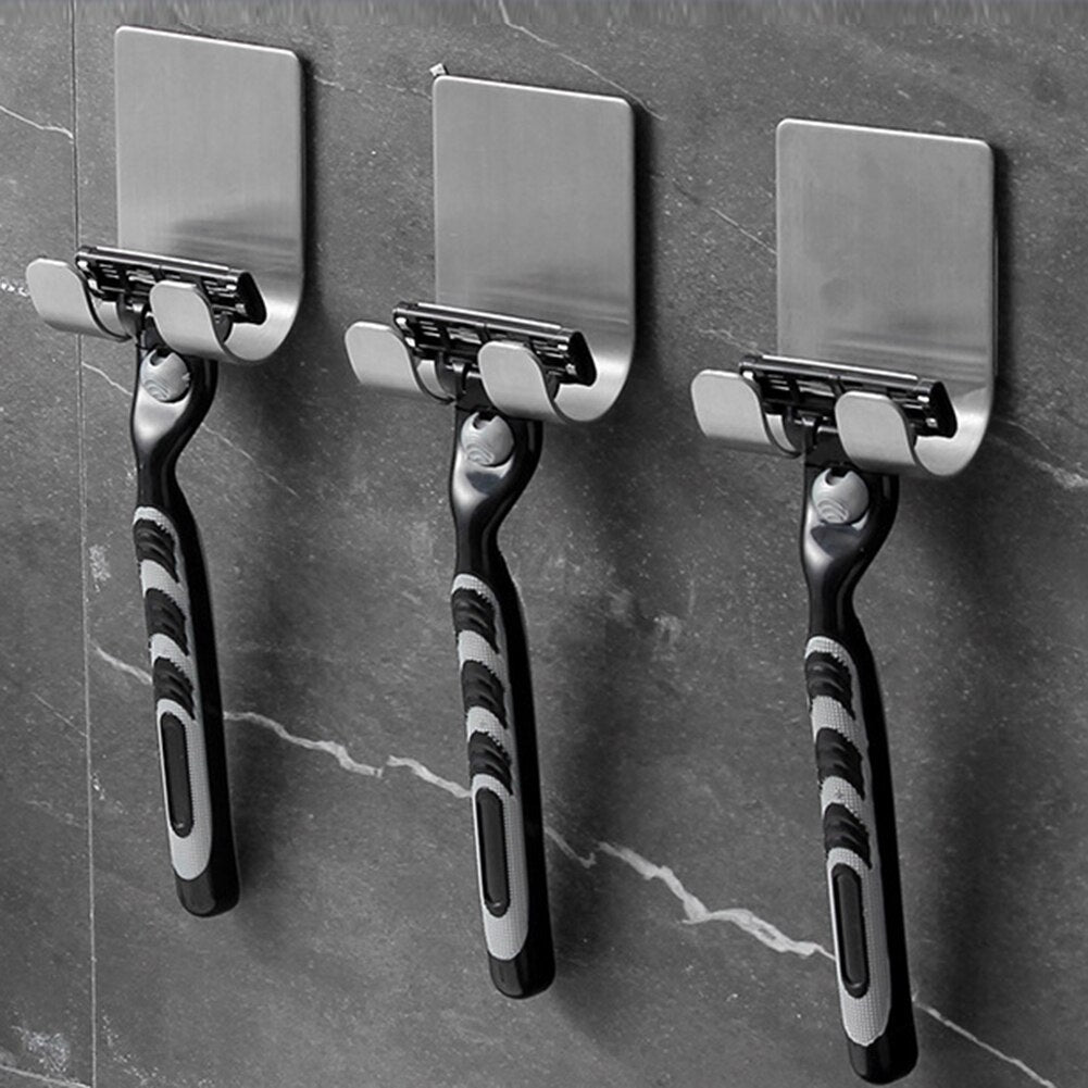 1Pcs Shaving Razor Holder Shower Stainless Steel Bathroom Wall Razor Rack Men Shaver Shelf Hanger Kitchen Adhesive Storage Hook