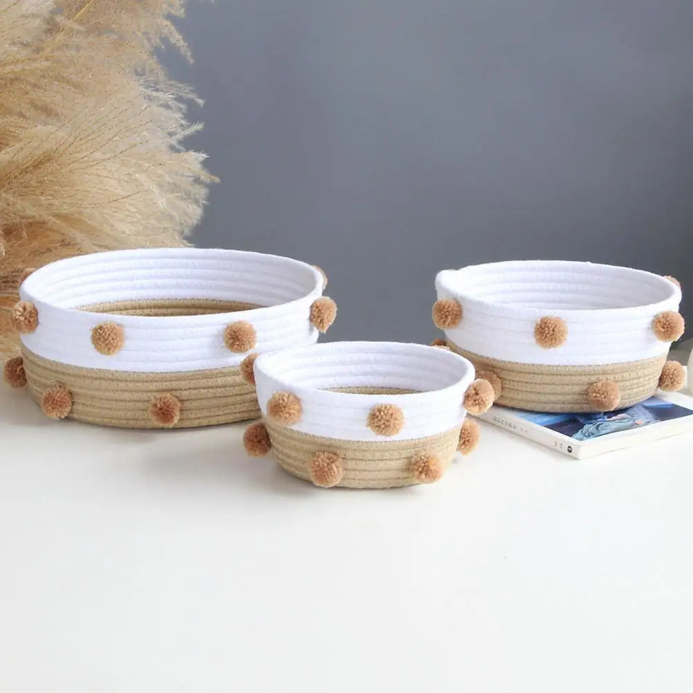 Home Basket Storage Cotton Rope Sturdy Circular Rattan Snacks Storage Baskets Ваза Для Цветов