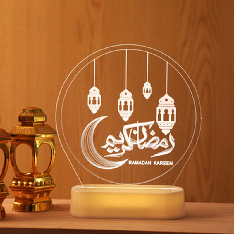 Eid Mubarak Moon Night LED Light Islam Ramadan Decoration Islamic Muslim Party Decor for Home Ramadan Decor Eid Gifts