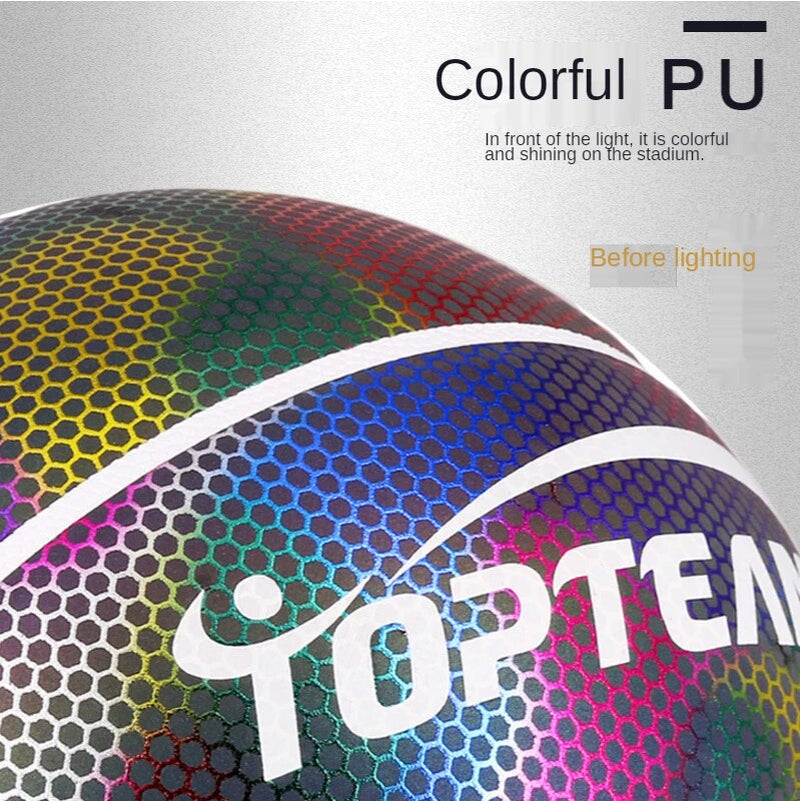 Holographic Flash Reflective Basketball No. 7 Luminous Luminous Basketball Cool Luminous Ball Illumination Effect Beautiful