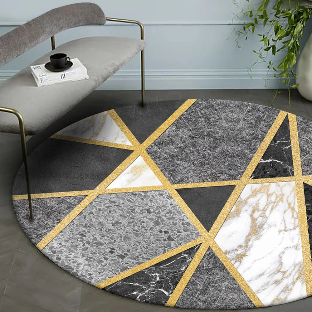 Marble Pattern Geometric Pattern Circle Rug Home Rug Carpet Rug Mats Floor Mat Carpet in the Living Room Carpet in the Bedroom
