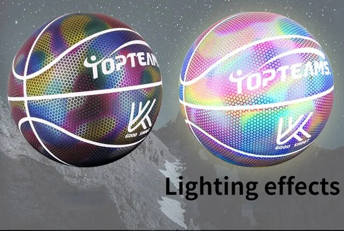 Holographic Flash Reflective Basketball No. 7 Luminous Luminous Basketball Cool Luminous Ball Illumination Effect Beautiful