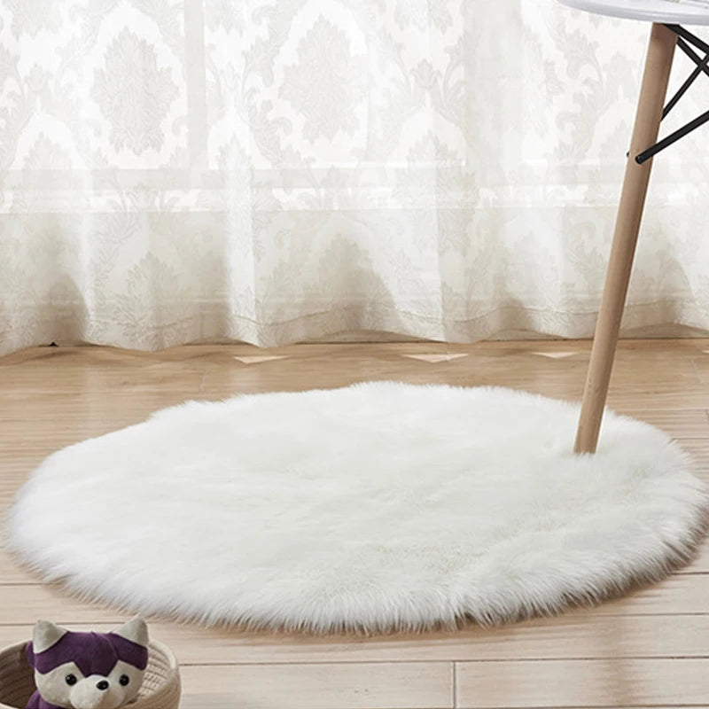 Fluffy round Rug Carpets for Living Room Decor Faux Fur Rugs Kids Room Long Plush Rugs for Bedroom Shaggy Area Rug Modern Mats