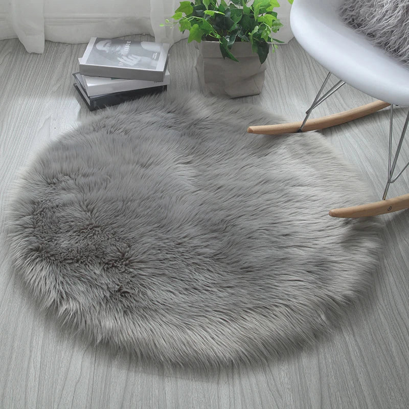 Fluffy round Rug Carpets for Living Room Decor Faux Fur Rugs Kids Room Long Plush Rugs for Bedroom Shaggy Area Rug Modern Mats